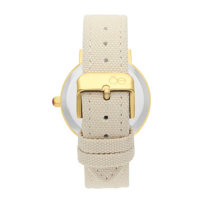 Reloj Cloe Análogo para Dama con Bisel Carey y Correa de Textil OE2546