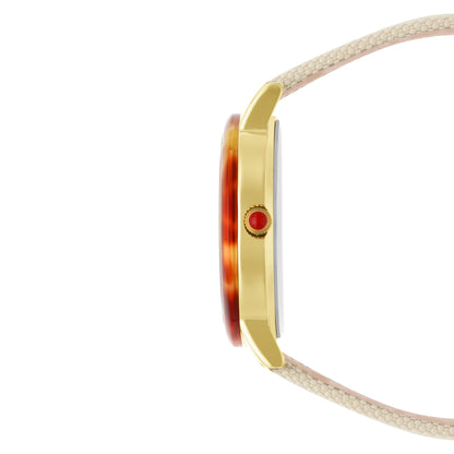 Reloj Cloe Análogo para Dama con Bisel Carey y Correa de Textil OE2546