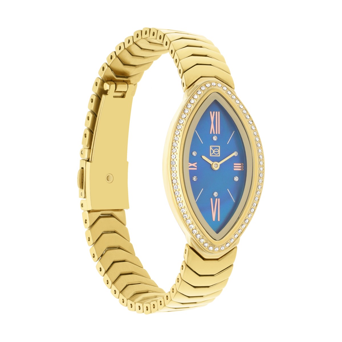Reloj Cloe Análogo Caja Ovalada y Extensible de Acero Inoxidable OE2548-GL