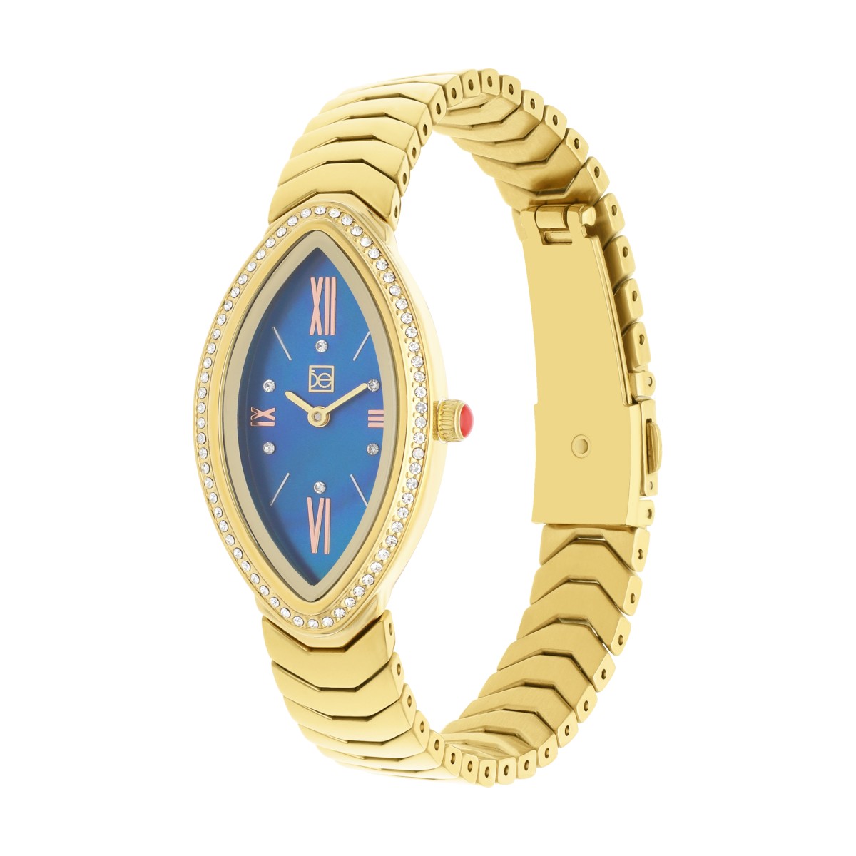 Reloj Cloe Análogo Caja Ovalada y Extensible de Acero Inoxidable OE2548-GL