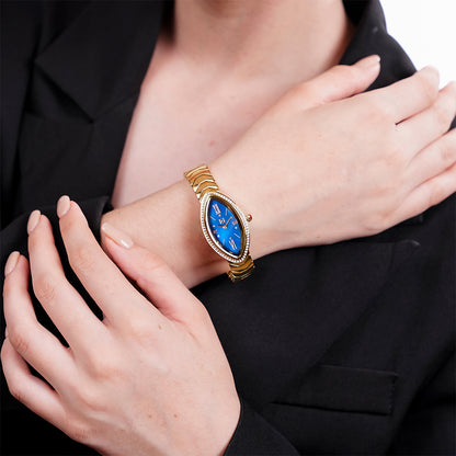 Reloj Cloe Análogo Caja Ovalada y Extensible de Acero Inoxidable OE2548-GL