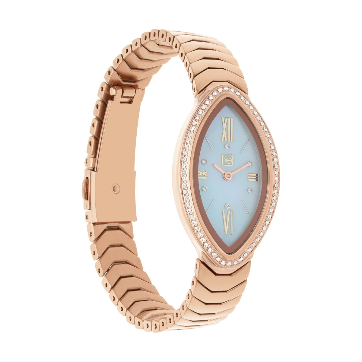 Reloj Cloe Análogo Caja Ovalada y Extensible de Acero Inoxidable OE2548-GL