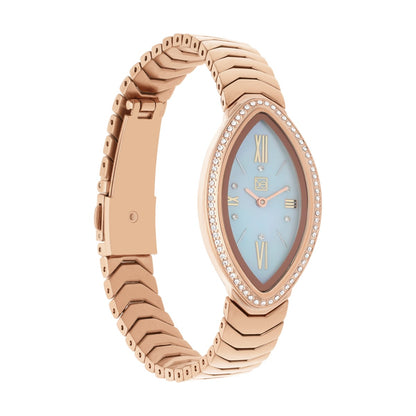 Reloj Cloe Análogo Caja Ovalada y Extensible de Acero Inoxidable OE2548-GL