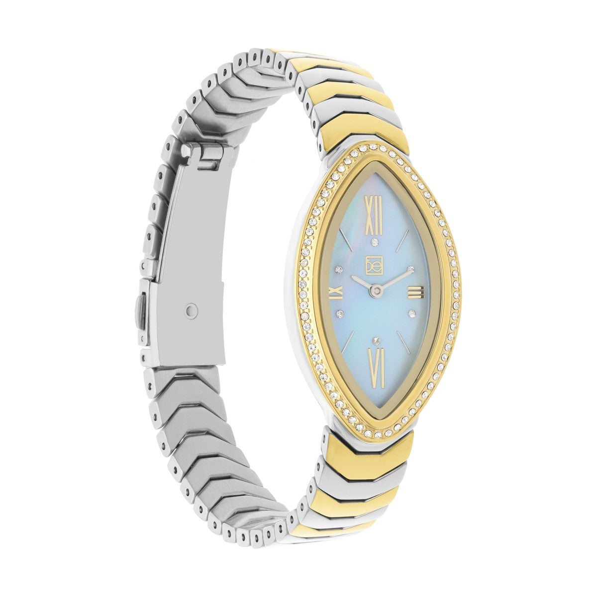 Reloj Cloe Análogo Caja Ovalada y Extensible de Acero Inoxidable OE2548-GL