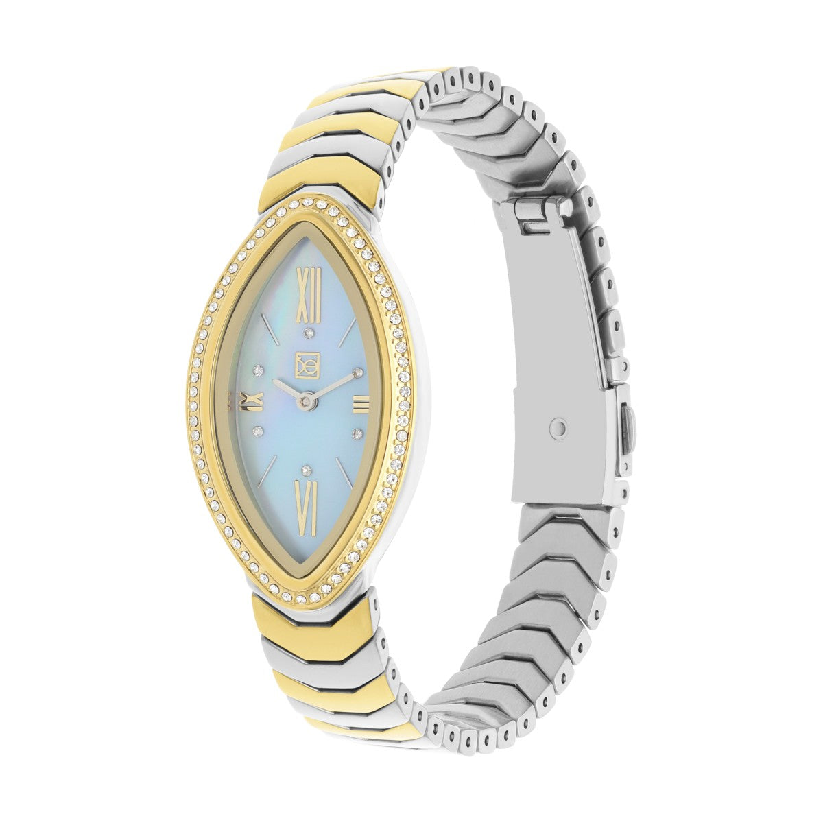 Reloj Cloe Análogo Caja Ovalada y Extensible de Acero Inoxidable OE2548-GL