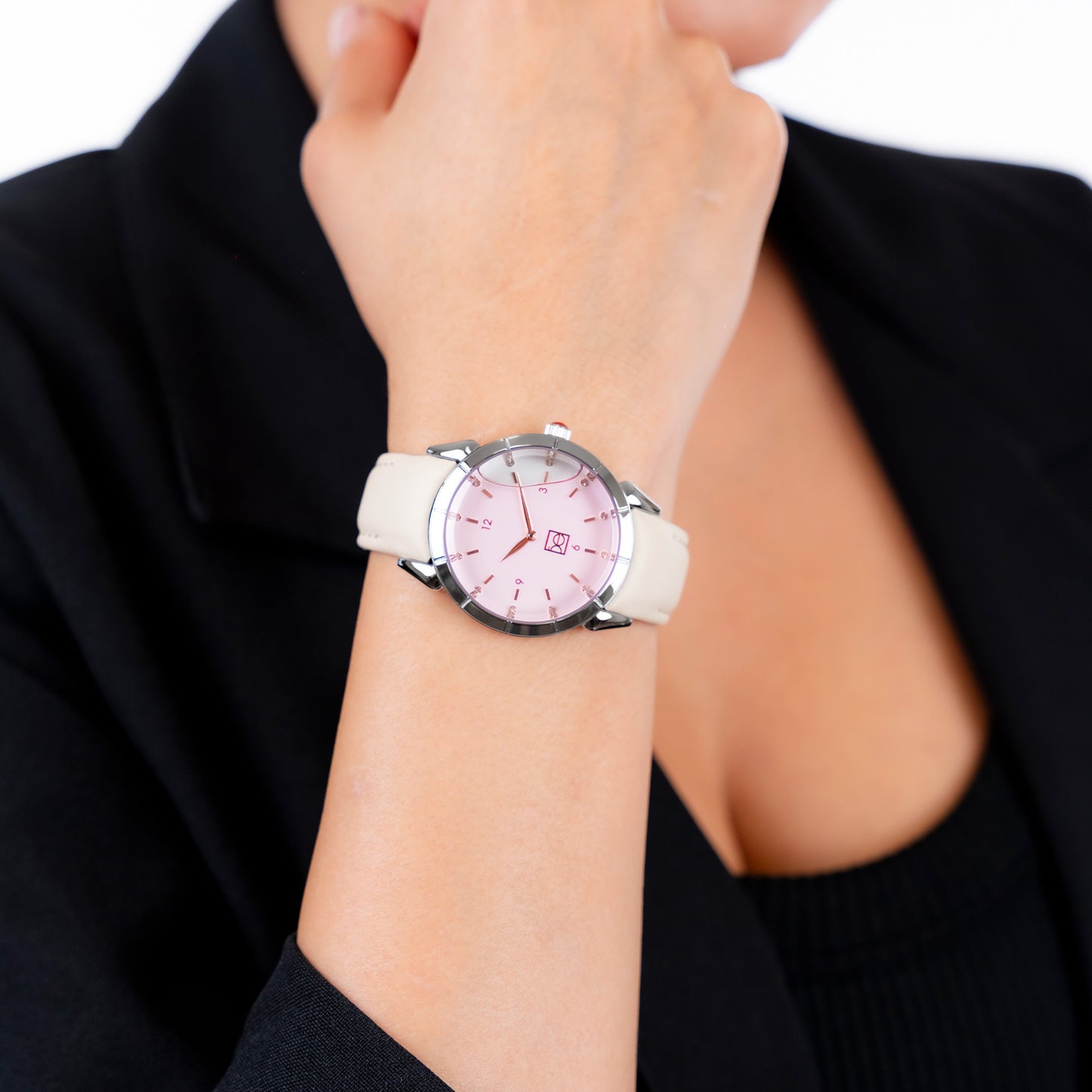 Reloj Cloe Análogo para Dama con Carátula Efecto Líquido y Correa de Tactopiel OE2549
