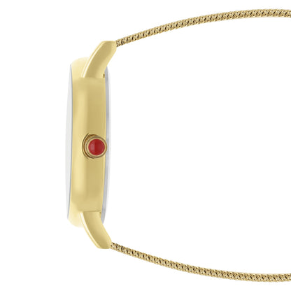 Reloj Cloe Análogo para Dama con Pedrería en Forma de Luna y Extensible de Mesh OE2552