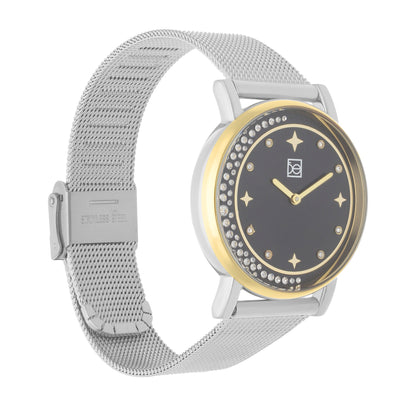 Reloj Cloe Análogo para Dama con Pedrería en Forma de Luna y Extensible de Mesh OE2552