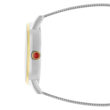 Reloj Cloe Análogo para Dama con Pedrería en Forma de Luna y Extensible de Mesh OE2552