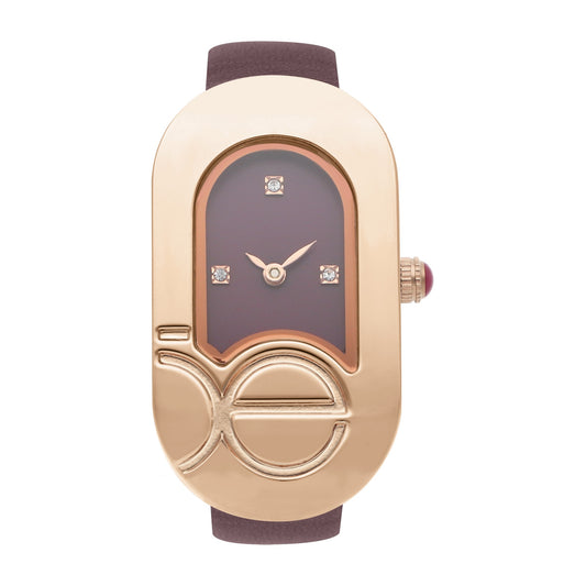 Reloj Cloe Análogo para Dama con Monograma Integrado en la Caja y Correa de Tactopiel OE2553