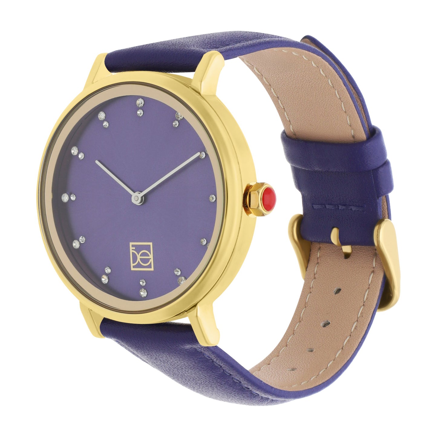 Reloj Cloe Análogo para Dama con Pedrería en Indicadores y Correa de Tactopiel OE2554