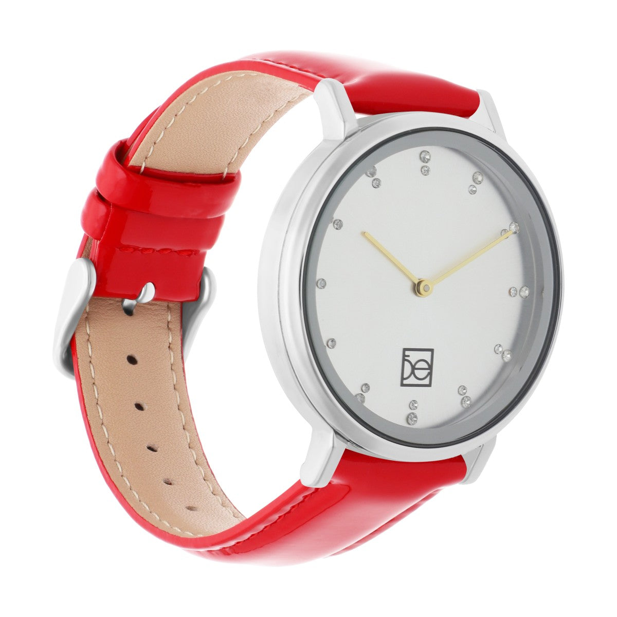 Reloj Cloe Análogo para Dama con Pedrería en Indicadores y Correa de Tactopiel OE2554