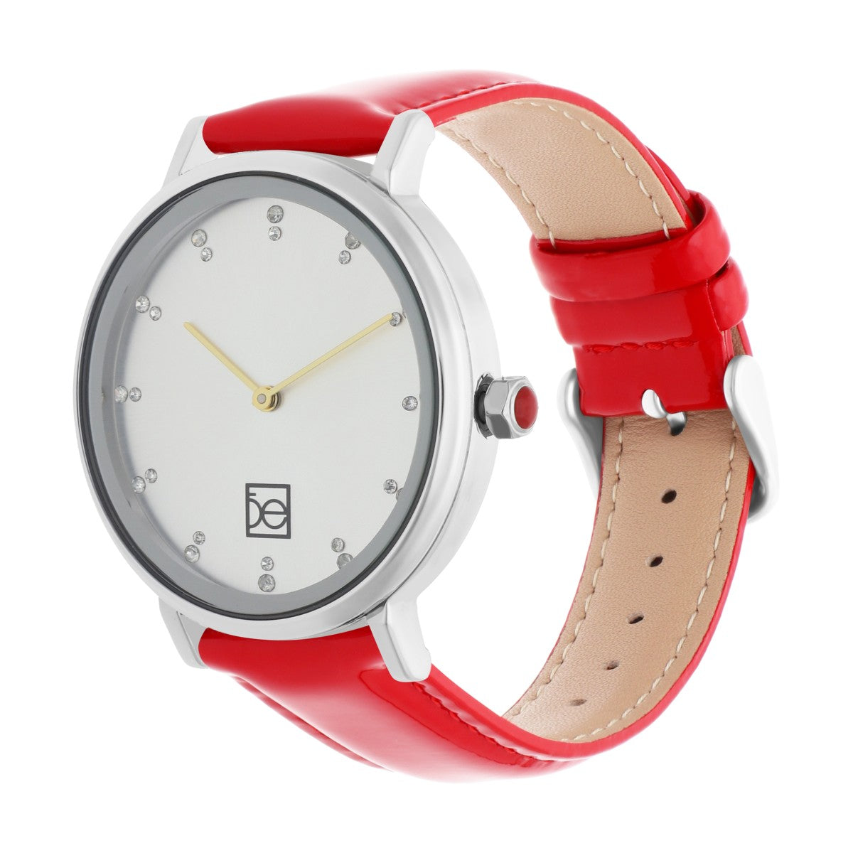 Reloj Cloe Análogo para Dama con Pedrería en Indicadores y Correa de Tactopiel OE2554