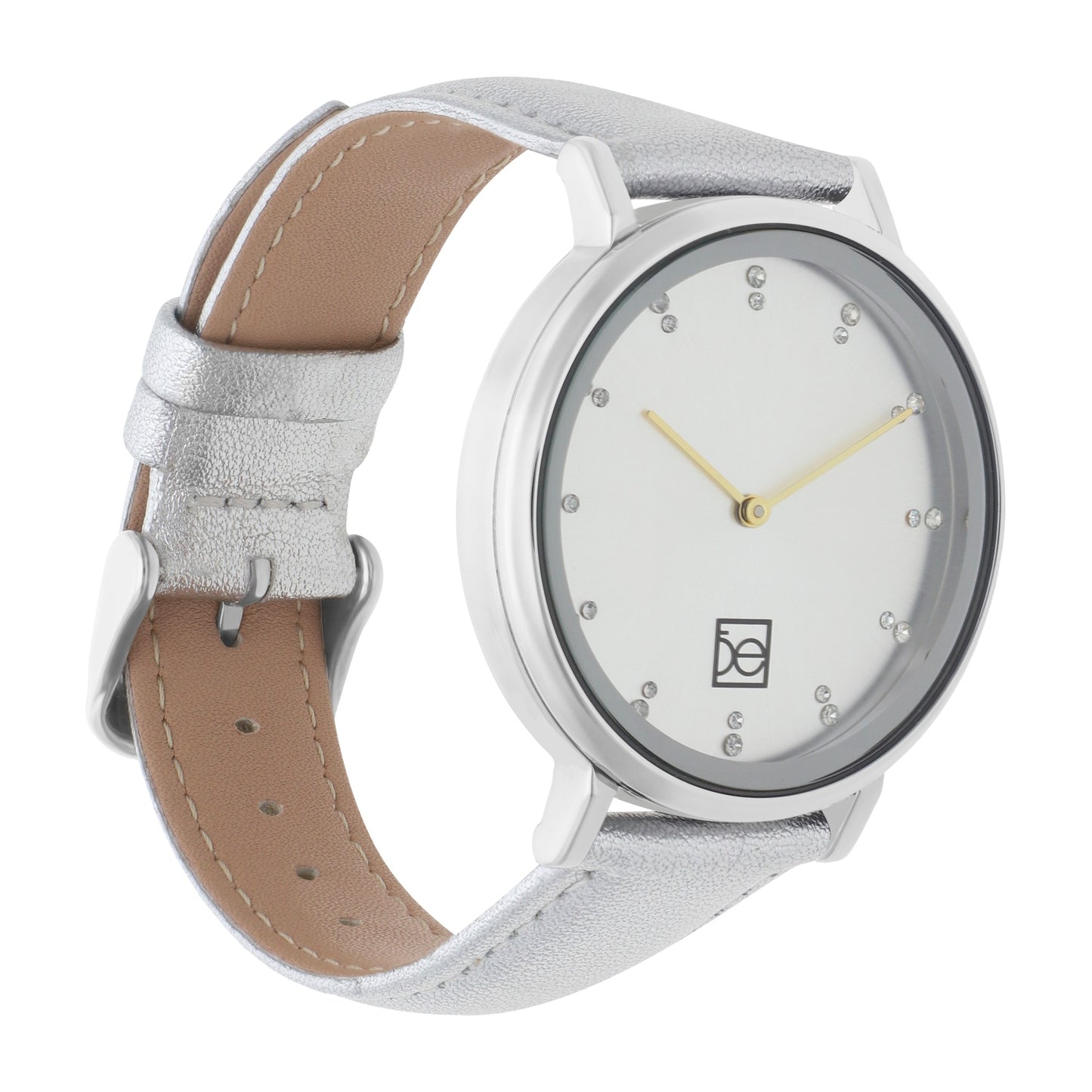 Reloj Cloe Análogo para Dama con Pedrería en Indicadores y Correa de Tactopiel OE2554