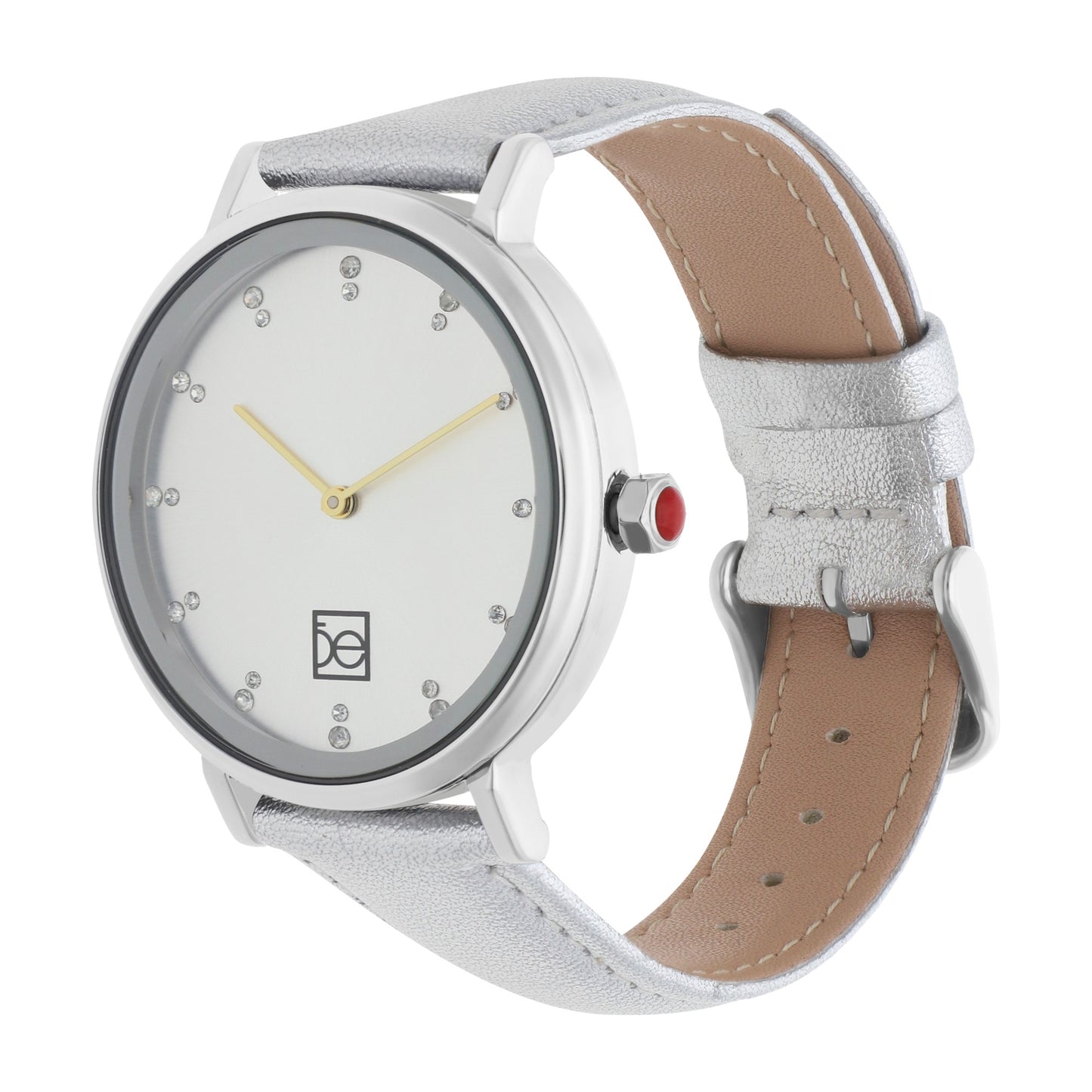 Reloj Cloe Análogo para Dama con Pedrería en Indicadores y Correa de Tactopiel OE2554