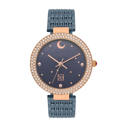 Reloj Cloe Análogo para Dama con Indicador en Forma de Luna y Extensible de Acero Inoxidable OE2555