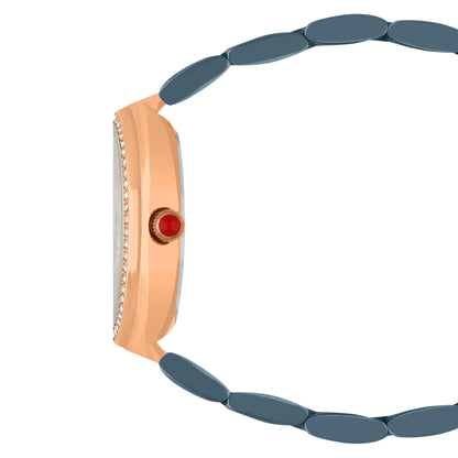 Reloj Cloe Análogo para Dama con Indicador en Forma de Luna y Extensible de Acero Inoxidable OE2555
