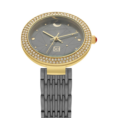 Reloj Cloe Análogo para Dama con Indicador en Forma de Luna y Extensible de Acero Inoxidable OE2555