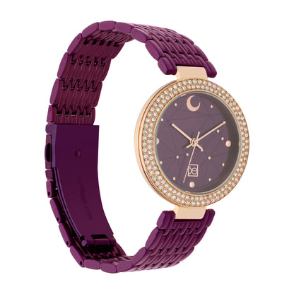 Reloj Cloe Análogo para Dama con Indicador en Forma de Luna y Extensible de Acero Inoxidable OE2555