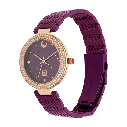 Reloj Cloe Análogo para Dama con Indicador en Forma de Luna y Extensible de Acero Inoxidable OE2555