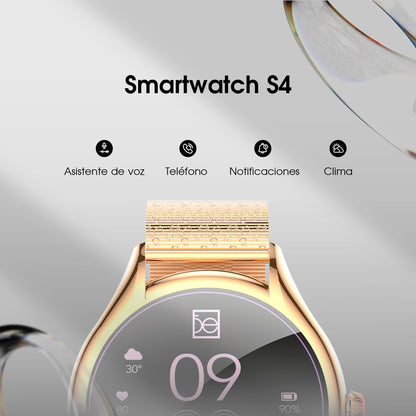 Smartwatch Cloe S4 para Dama con Pantalla Amoled y Extensible de Acero Inoxidable Liso OE2560