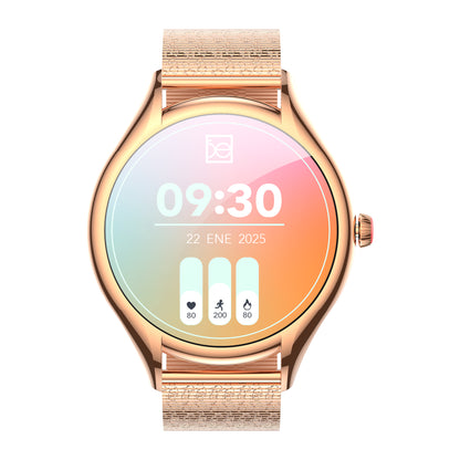 Smartwatch Cloe S4 para Dama con Pantalla Amoled y Extensible de Acero Inoxidable con Textura OE2561