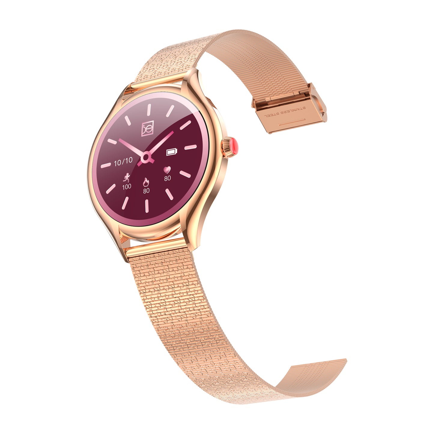 Smartwatch Cloe S4 para Dama con Pantalla Amoled y Extensible de Acero Inoxidable con Textura OE2561