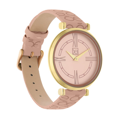 Reloj Cloe Análogo para Dama con Diseño OE en Correa de Tactopiel OE2604