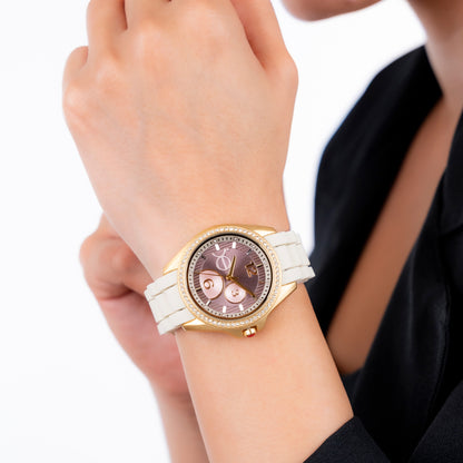 Reloj Cloe Análogo para Dama con Pedrería en Indicadores y Bisel y Correa de Silicón OE2606