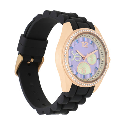 Reloj Cloe Análogo para Dama con Pedrería en Indicadores y Bisel y Correa de Silicón OE2606
