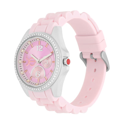 Reloj Cloe Análogo para Dama con Pedrería en Indicadores y Bisel y Correa de Silicón OE2606