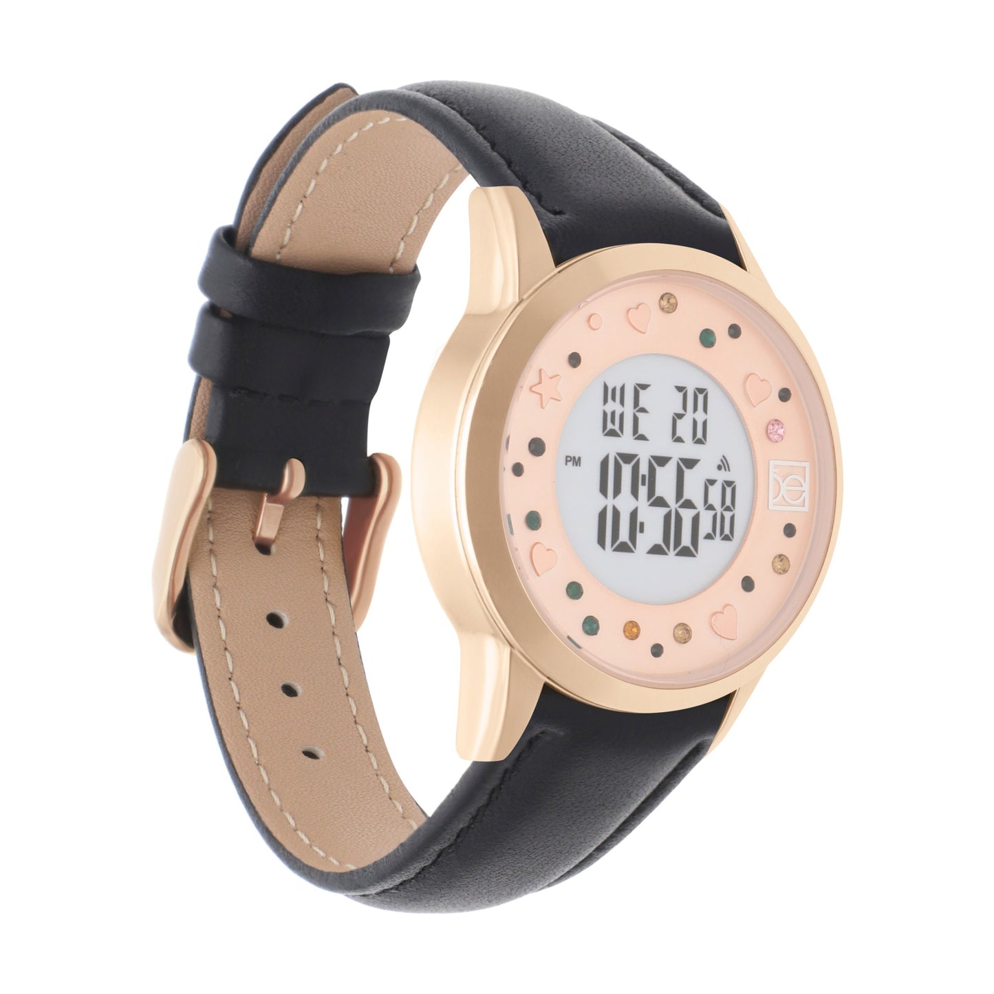 Reloj Cloe Digital para Dama con Pedrería en Carátula y Correa de Tactopiel OE2608