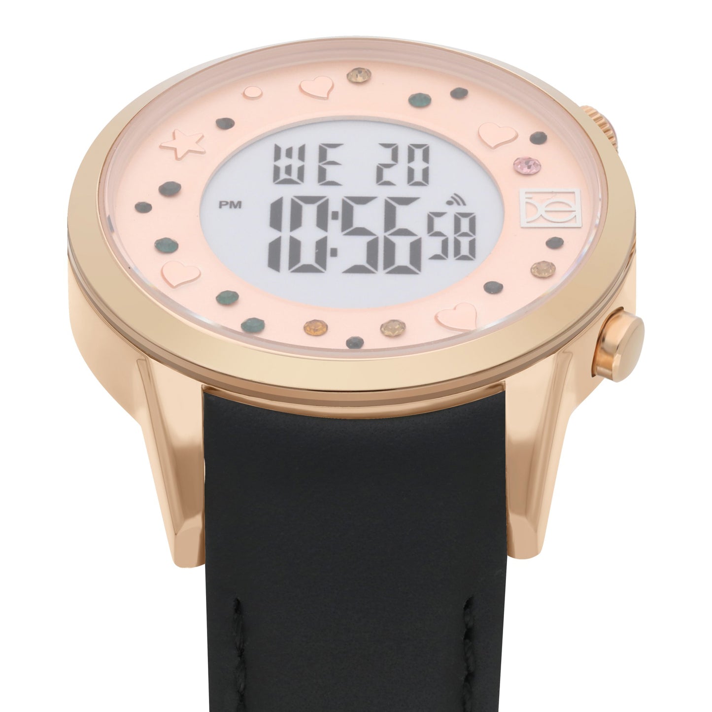 Reloj Cloe Digital para Dama con Pedrería en Carátula y Correa de Tactopiel OE2608