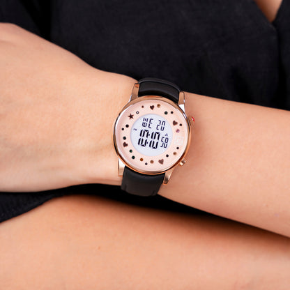 Reloj Cloe Digital para Dama con Pedrería en Carátula y Correa de Tactopiel OE2608