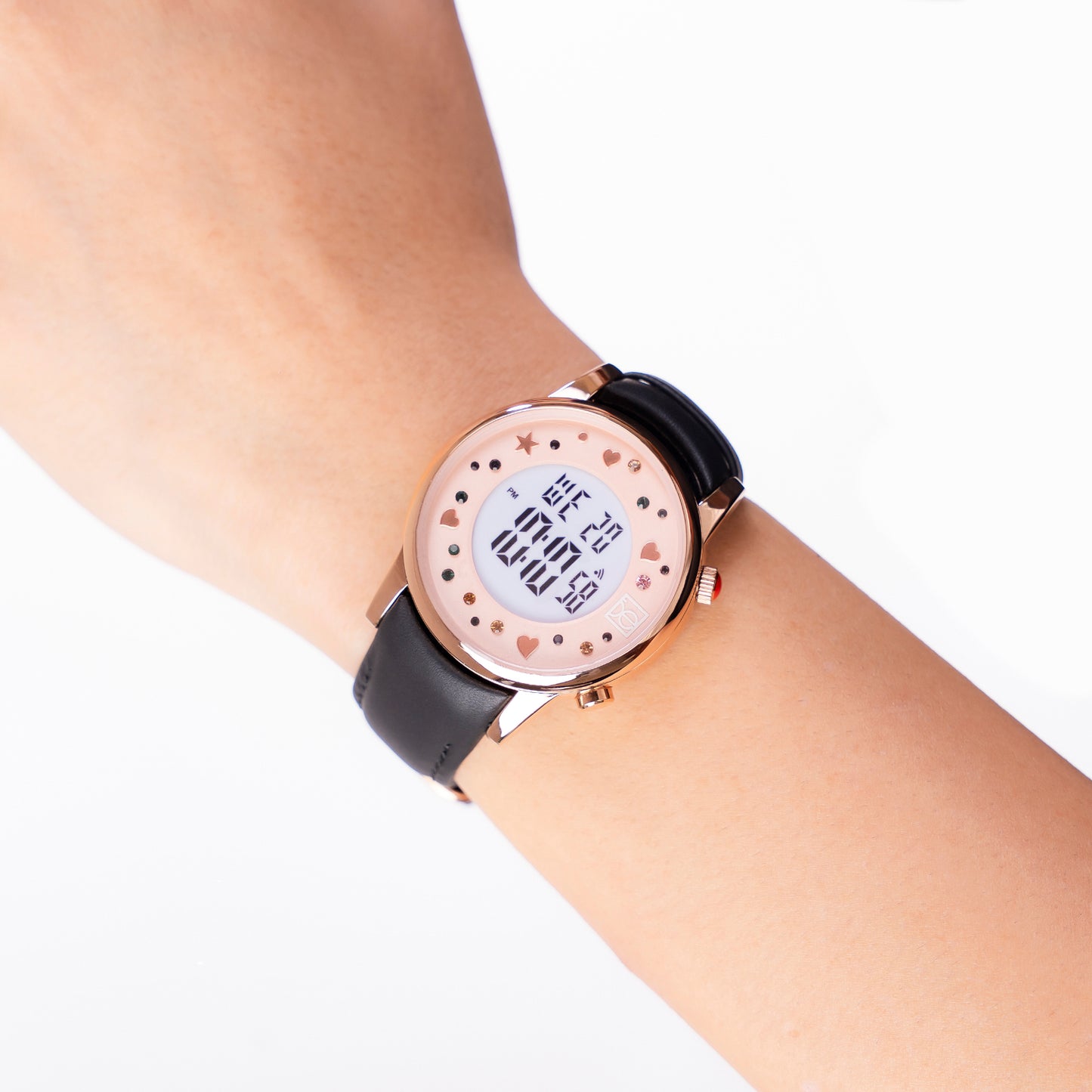 Reloj Cloe Digital para Dama con Pedrería en Carátula y Correa de Tactopiel OE2608