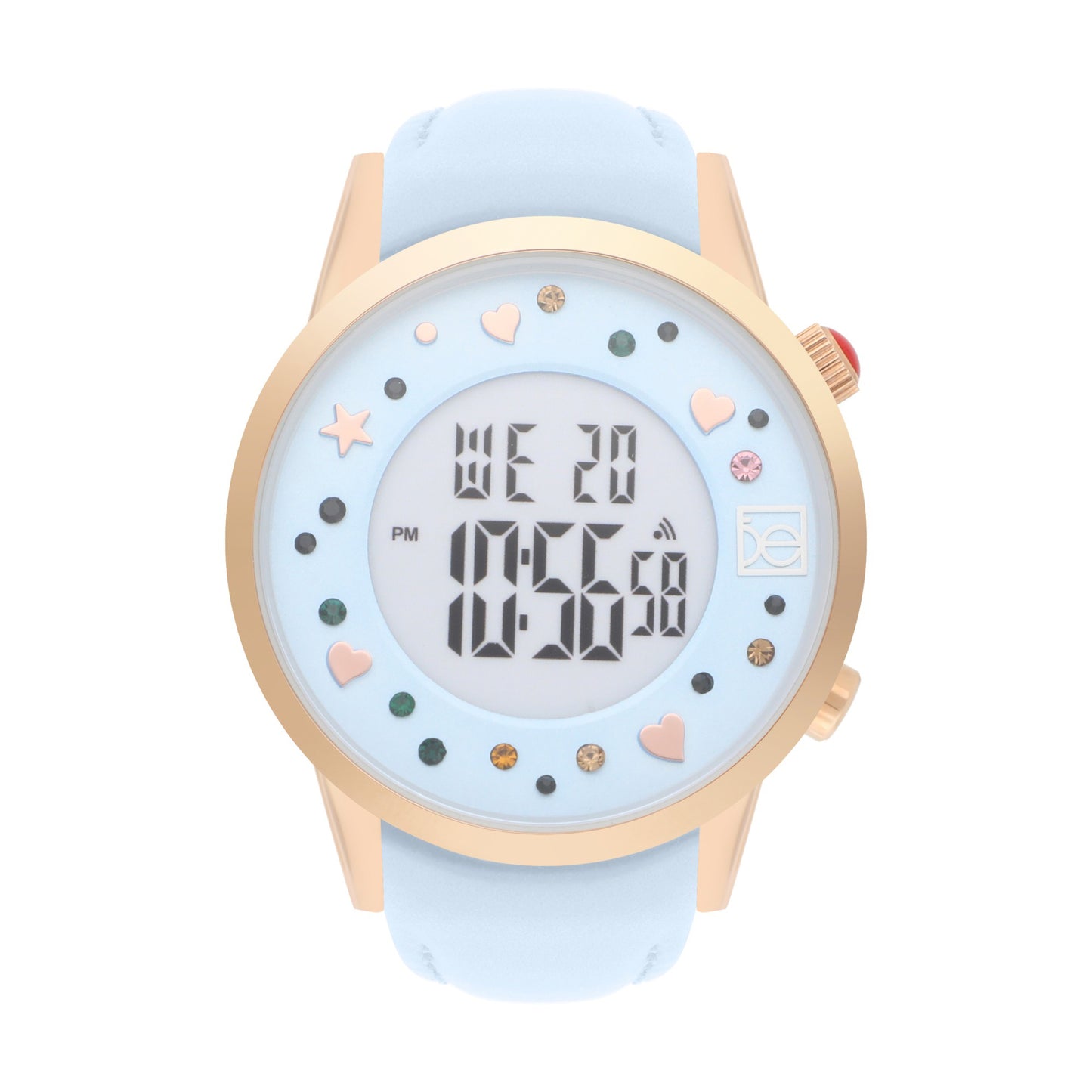 Reloj Cloe Digital para Dama con Pedrería en Carátula y Correa de Tactopiel OE2608