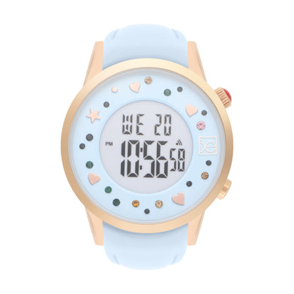 Reloj Cloe Digital para Dama con Pedrería en Carátula y Correa de Tactopiel OE2608