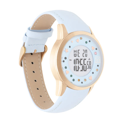 Reloj Cloe Digital para Dama con Pedrería en Carátula y Correa de Tactopiel OE2608