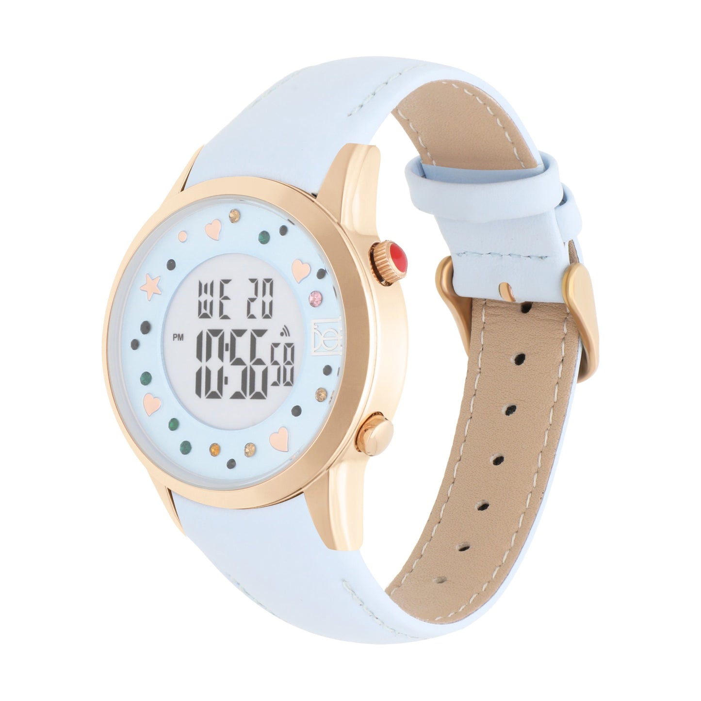 Reloj Cloe Digital para Dama con Pedrería en Carátula y Correa de Tactopiel OE2608