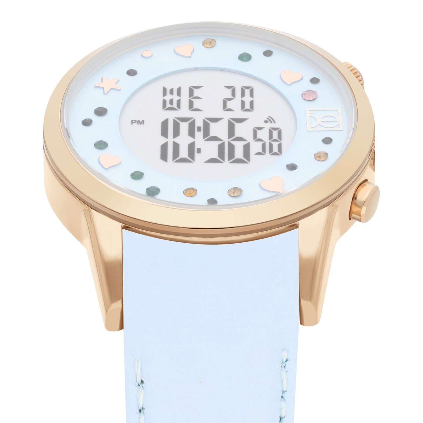 Reloj Cloe Digital para Dama con Pedrería en Carátula y Correa de Tactopiel OE2608