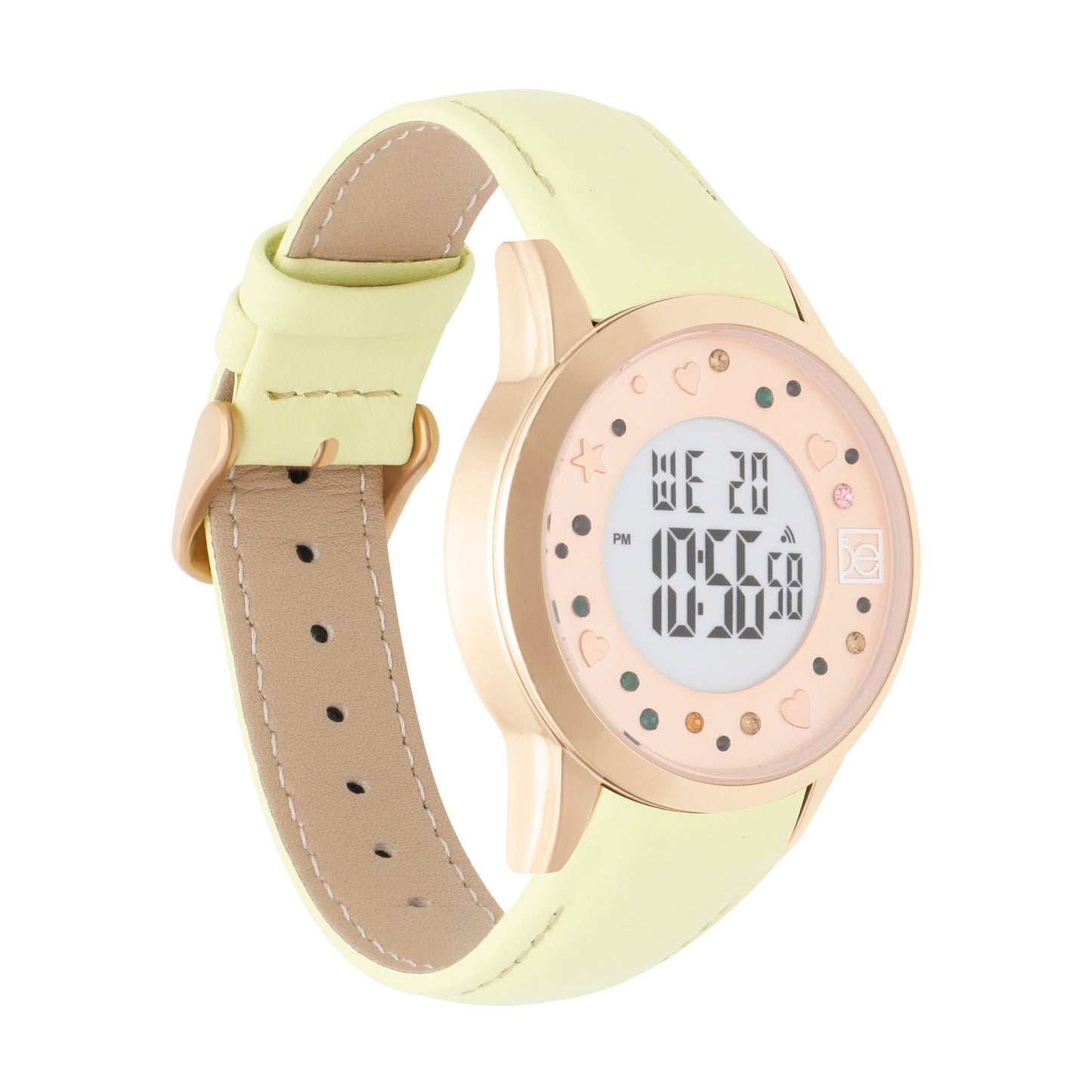 Reloj Cloe Digital para Dama con Pedrería en Carátula y Correa de Tactopiel OE2608