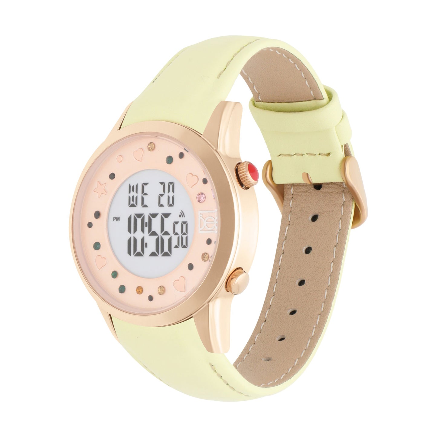Reloj Cloe Digital para Dama con Pedrería en Carátula y Correa de Tactopiel OE2608