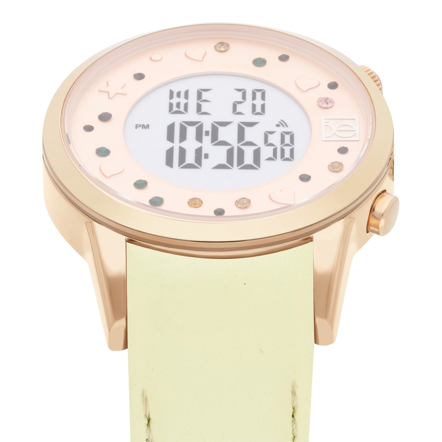 Reloj Cloe Digital para Dama con Pedrería en Carátula y Correa de Tactopiel OE2608