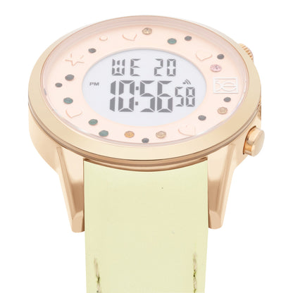 Reloj Cloe Digital para Dama con Pedrería en Carátula y Correa de Tactopiel OE2608