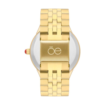 Reloj Cloe Análogo para Dama con Pedrería Multicolor en Indicadores y Extensible de Acero Inoxidable OE2609