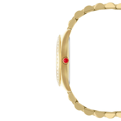 Reloj Cloe Análogo para Dama con Pedrería Multicolor en Indicadores y Extensible de Acero Inoxidable OE2609