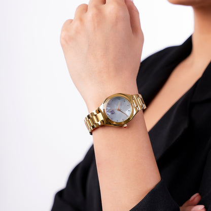 Reloj Cloe Análogo para Dama con Cristal Interior Facetado y Extensible de Acero Inoxidable OE2612