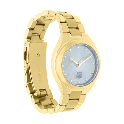 Reloj Cloe Análogo para Dama con Cristal Interior Facetado y Extensible de Acero Inoxidable OE2612