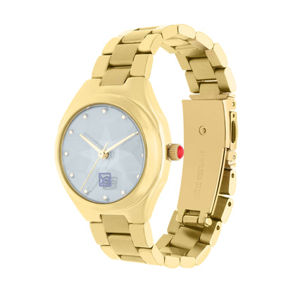 Reloj Cloe Análogo para Dama con Cristal Interior Facetado y Extensible de Acero Inoxidable OE2612