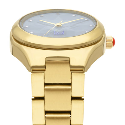 Reloj Cloe Análogo para Dama con Cristal Interior Facetado y Extensible de Acero Inoxidable OE2612